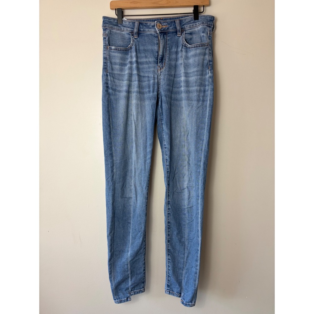 American Eagle Ne(x)t Level Stretch Skinny Jeans‎ Blue Seam Detail Women 10 Long